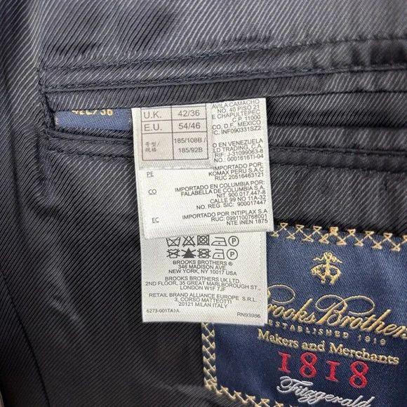 Brooks Brothers 1818 Fitzgerald Sport Coat Blazer Jacket 42L Navy Trabaldo Wool‎